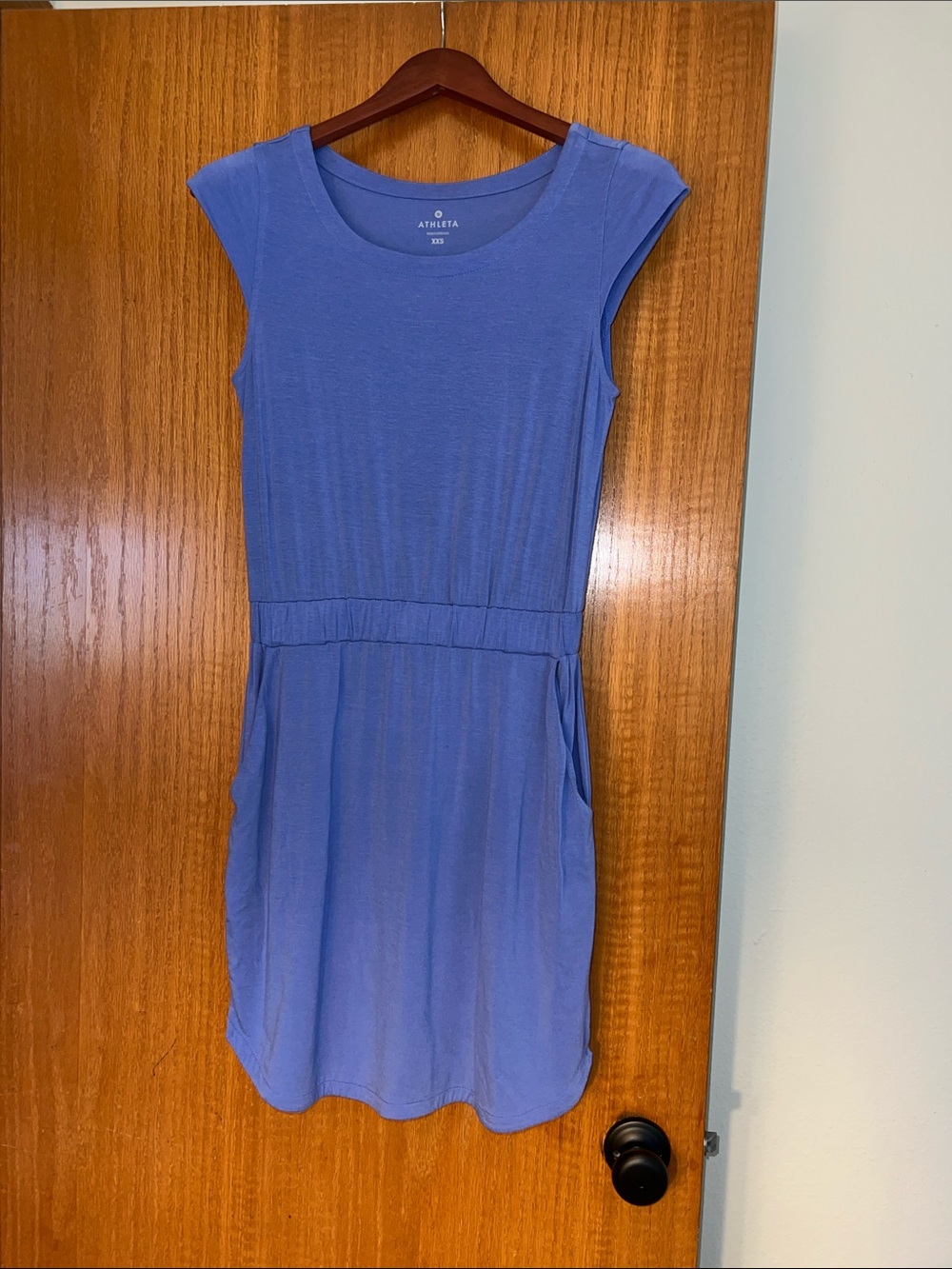 Athleta Women’s Blue Cap-Sleeve Casual Knit T-Shirt Dress